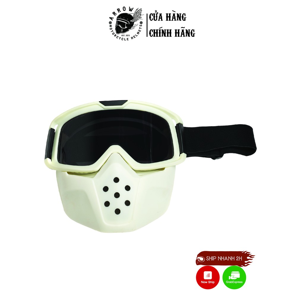 Mặt nạ gắn nón bảo hiểm Dmask III trắng, chống UV  Arrow