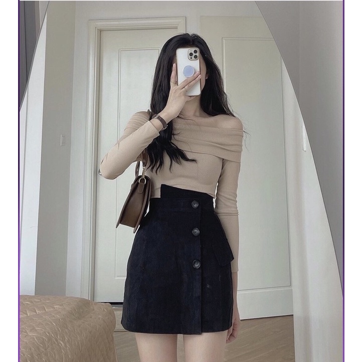 Áo trễ vai tăm vintage chất co giãn mềm nhẹ freesize 40-65kg mặc đẹp Yoomeclothing ( ảnh tại shop )