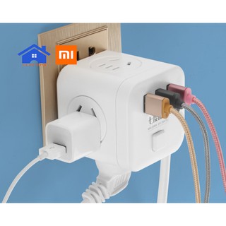 Ổ cắm chuyển đổi USB Phích điện nhiều chân  - Ổ Cắm Điện Đa Năng 3 Phích  Cắm Và 3 Cổng Sạc USB