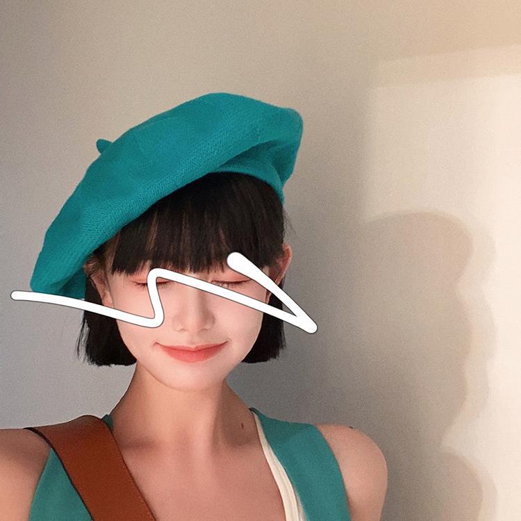 Mũ nồi dệt kim thoáng khí phong cách retro dễ thương cho nữ