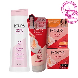 Combo bộ 4 sản phẩm dưỡng trắng da Ponds Bright Beauty