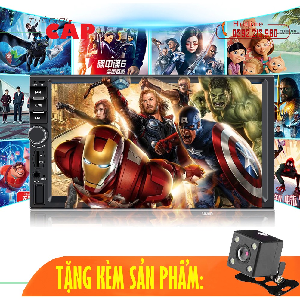 Màn Hình LCD 7 inch Phát Nhạc MP5 Cảm Ứng Bluetooth 7018B Tặng Kèm Camera Lùi Cao Cấp