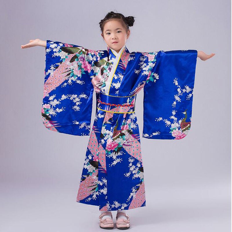 Bộ Đồ Kimono Truyền Thống Nhật Bản In Họa Tiết Yukata Dành Cho Bé Gái