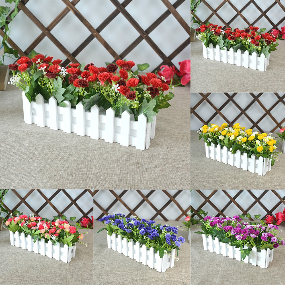 Bó hoa giả kèm hàng rào kích thước 30x7.5x15cm