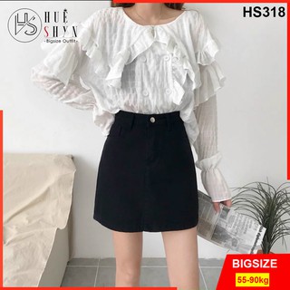 Chân váy chữ A bigsize 55-90kg - Dáng váy bigsize chữ A có quần trong - khóa kéo - Chất kaki thun - Cho người béo mập