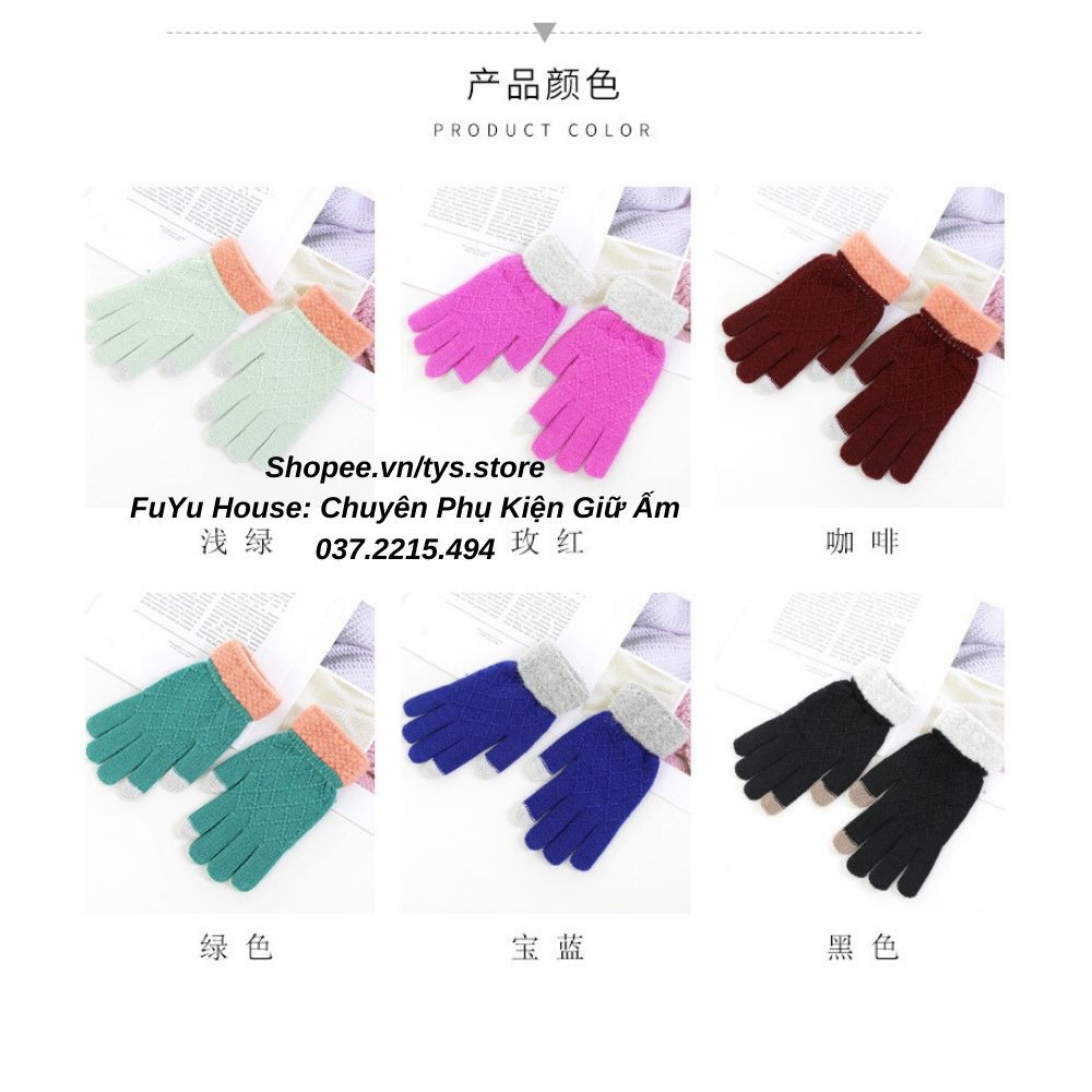 Găng tay len nữ Ulzzang giữ ấm thu đông Cảm Ứng phong cách Hàn Quốc - FuYu House