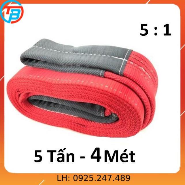 Dây cáp vải cẩu hàng 5 Tấn - bản 125mm - Hệ số 5:1 - 4 Mét CÁP THÉP Thái Bình VinàN