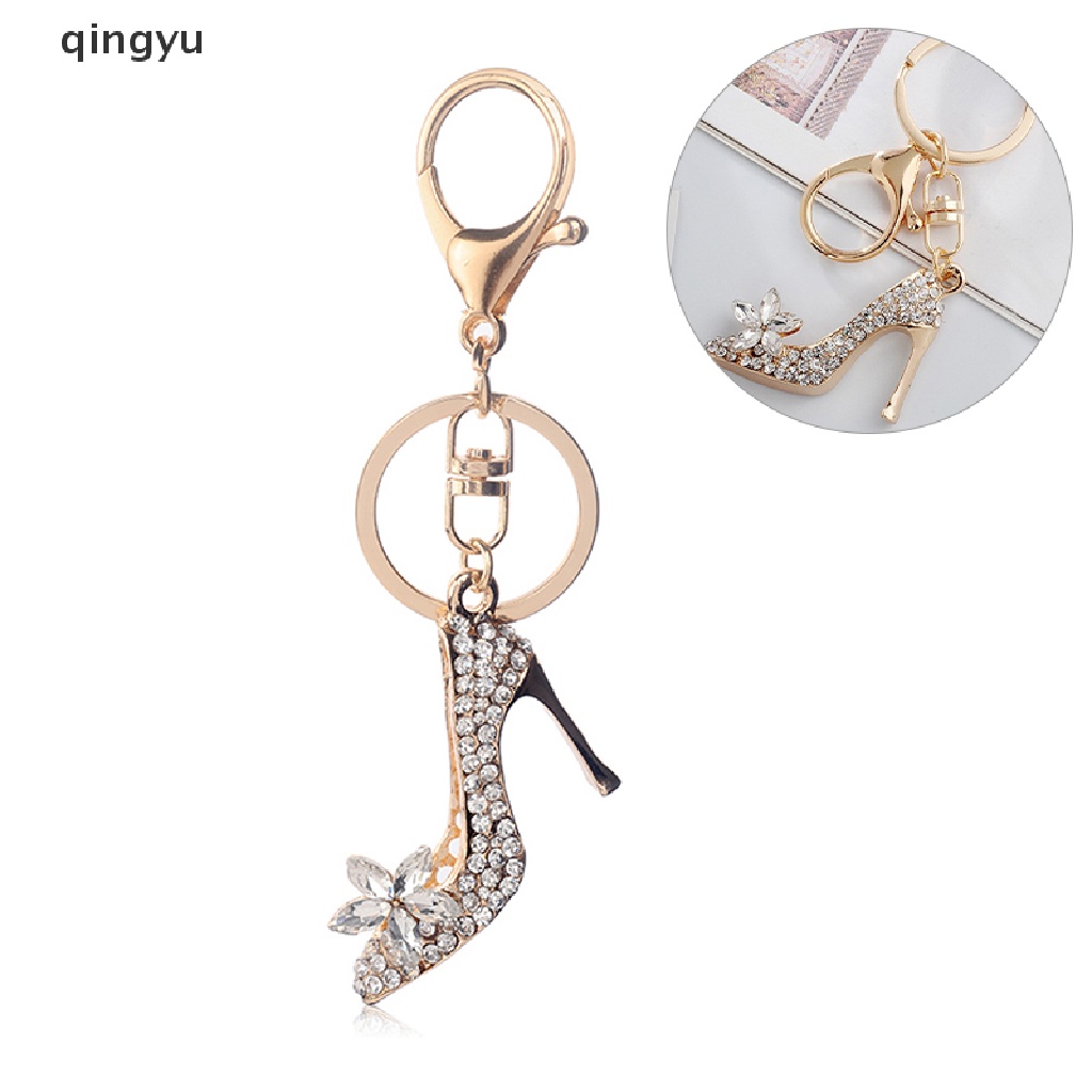 Qingyu Móc Khóa Hợp Kim Hình Giày Cao Gót Đính Pha Lê Xinh Xắn