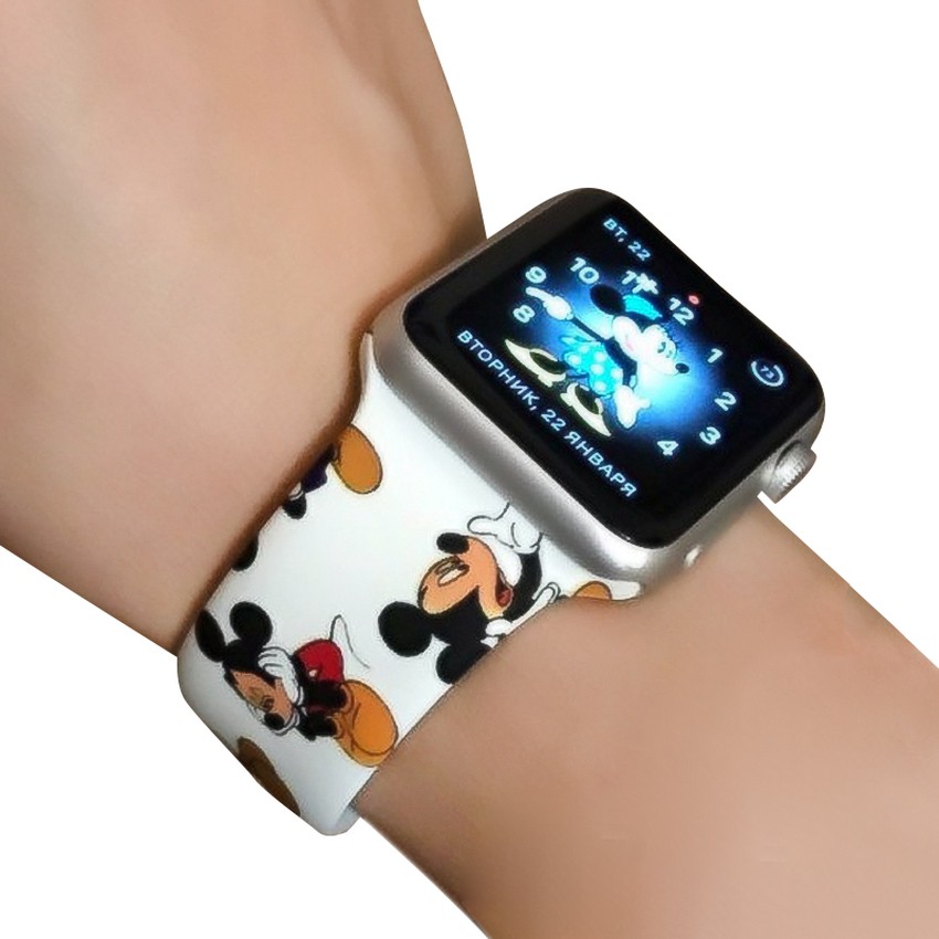 Sale 70% Dây đeo silicon họa tiết chuột Mickey cho Apple Watch 1 2 3 4 cỡ 38-44mm, Giá gốc 137,000 đ - 70B32