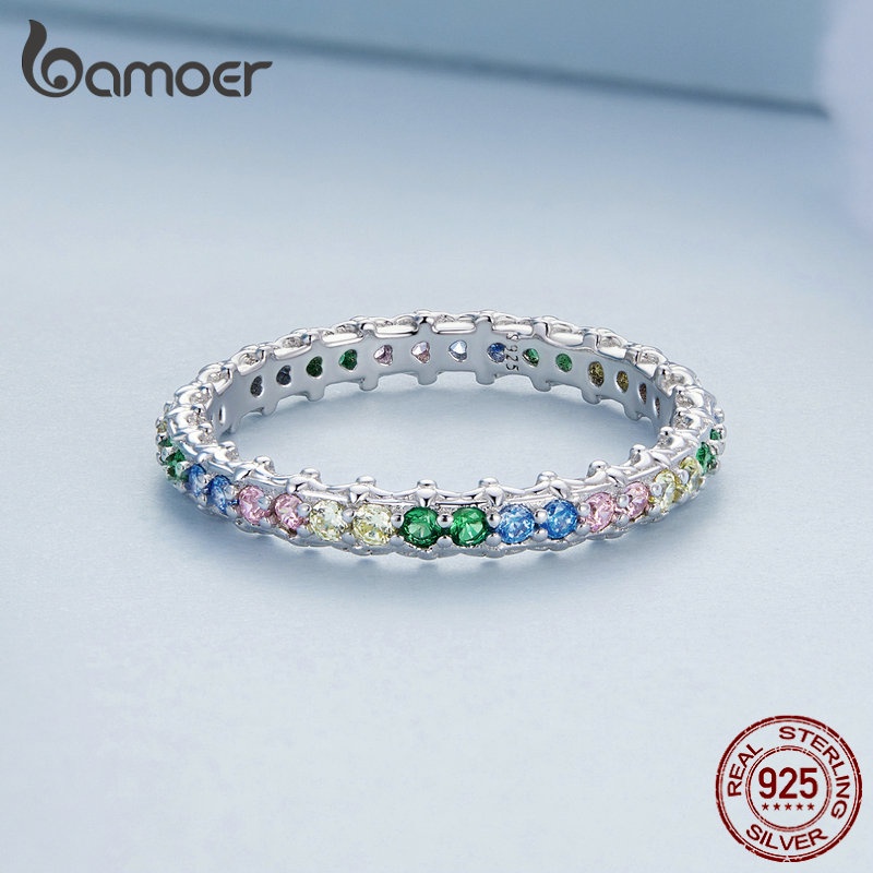 BAMOER Bông Tai Xi bạc 925 ĐíNh Đá Zircon