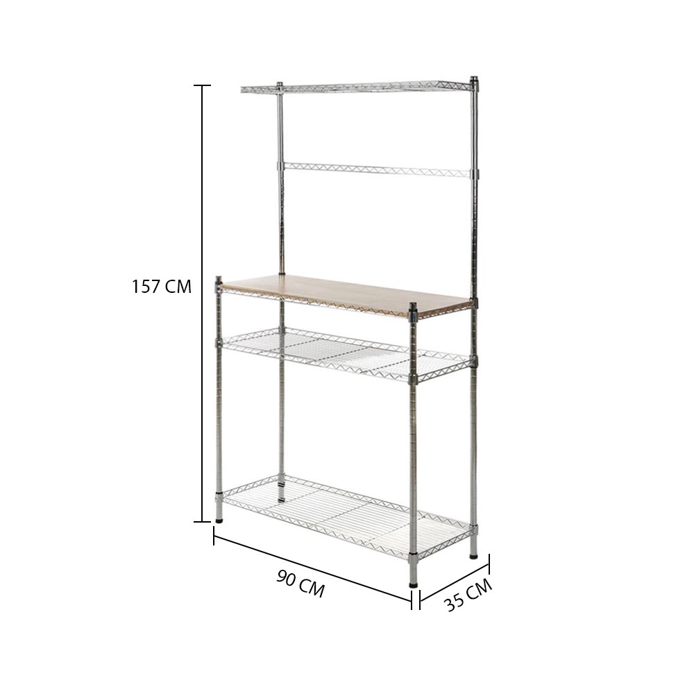 HomeBase FURDINI Bộ kệ bằng thép 3 tầng ROMA W90xH157xD35cm màu kim loại