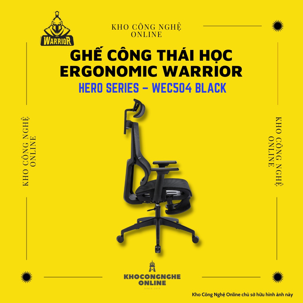 Ghế công thái học ergonomic WARRIOR – Hero series – WEC504 Black