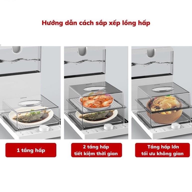 [Hàng sẵn]Nồi hấp điện inox 3 tầng đa năng YUNIKLY 10,8L, xửng hấp, gập đôi tiện lợi thích hợp trong những bữa tiệc lớn