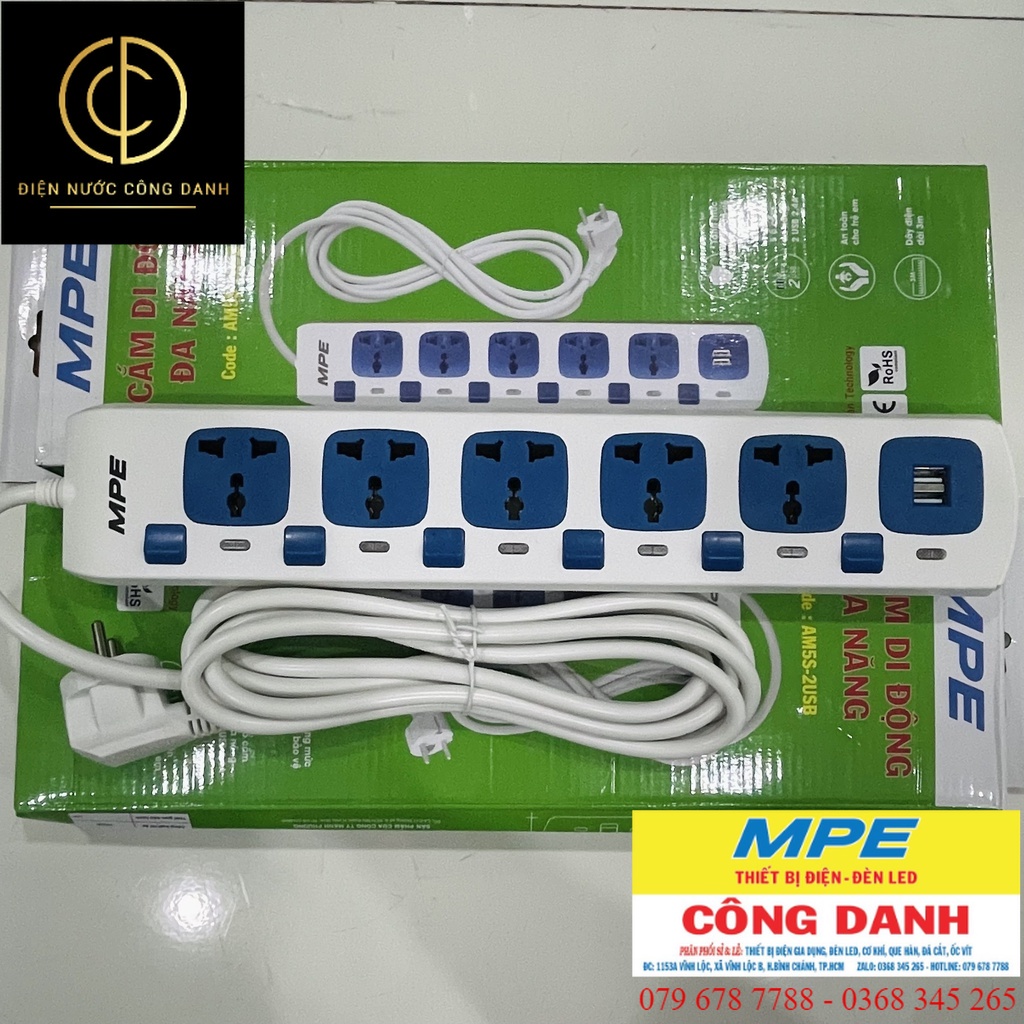 Ổ cắm dây đa năng có cổng sạc USB MPE