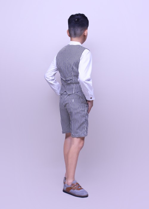 Áo gile thời trang Jadiny bé trai hai hàng nút sọc xanh