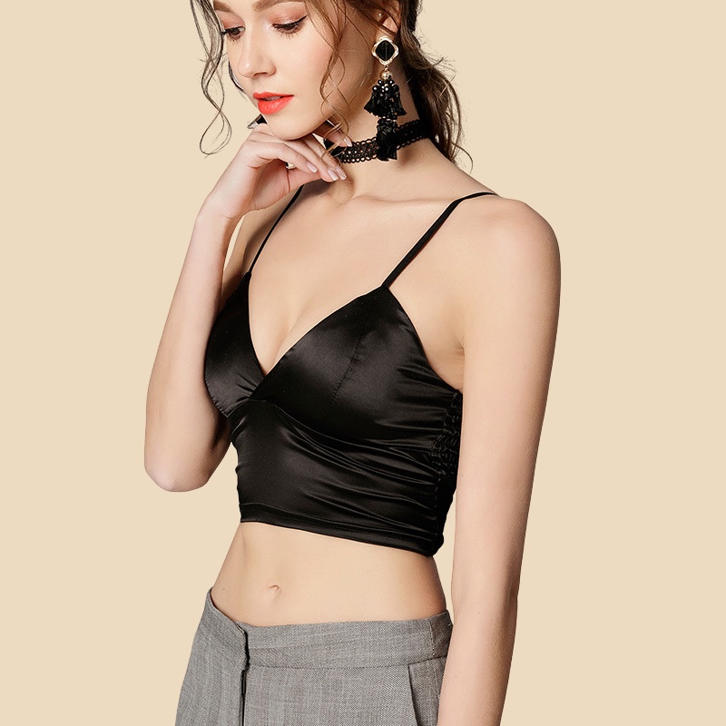 Áo 2 Dây Eva Bra Phi Lụa Cao Cấp Đai Bản To Che Mỡ Quyến Rũ GB264