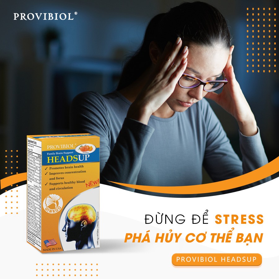 Thực Phẩm Bảo Vệ Sức Khỏe Provibiol Headsup Cải Thiện Tuần Hoàn Máu Não 30 Viên