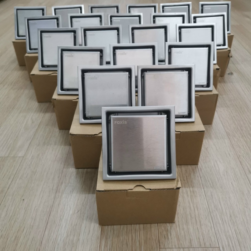 Ga Thoát Sàn Ngăn Mùi Inox 304 FOXIS T218, Phễu Thoát Sàn Nhà Tắm Đặt Âm Nên Gạch, Thoát Nước Nhanh, Ngăn Mùi