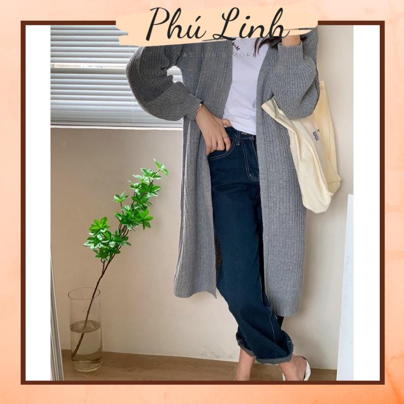 MS738 Áo cardigan len dệt kim sợi to dáng dài Hàn Quốc