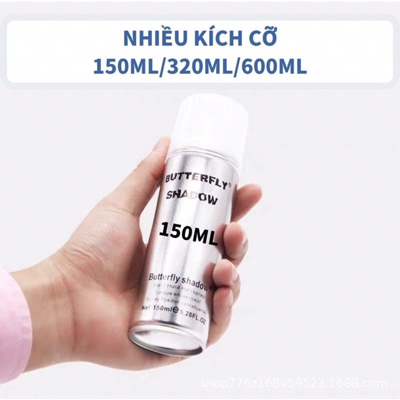 GÔM XỊT TÓC Butterfly Shadow 150ml 320ml 600ml chính hãng, gôm bạc giữ nếp tạo kiểu nam nữ