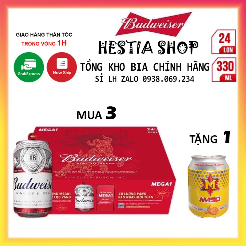 [DATE T9/2021] THÙNG BIA BUDWEISER 24 LON 330ml