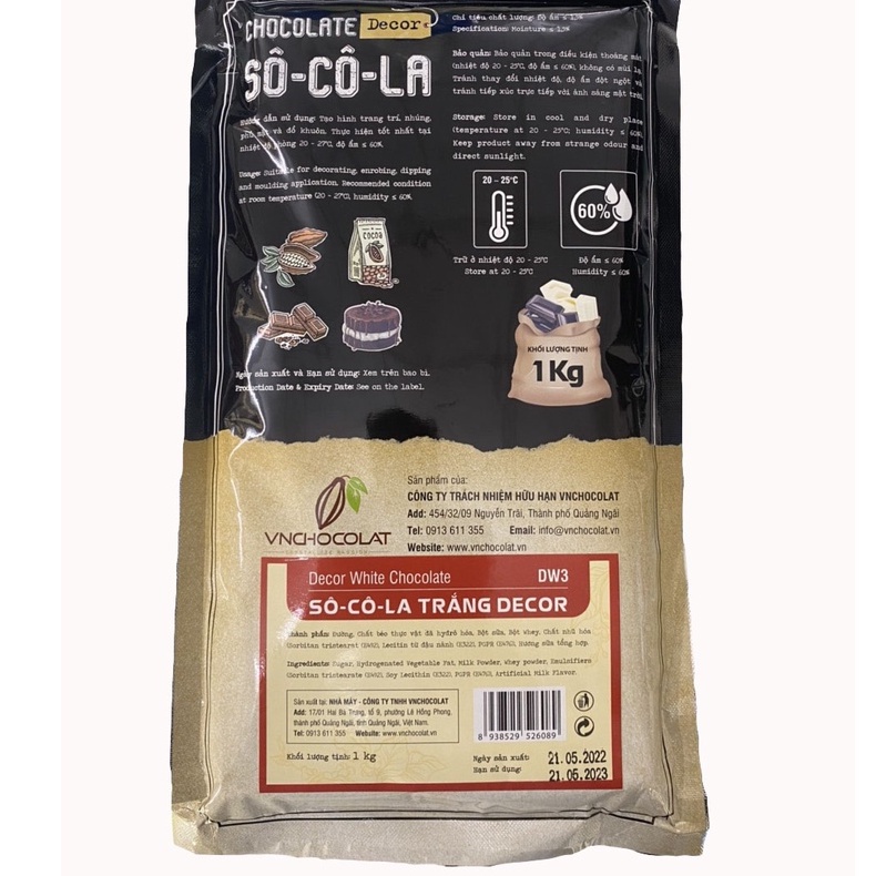 Socola Trắng Decor VNChocolat Túi 1kg