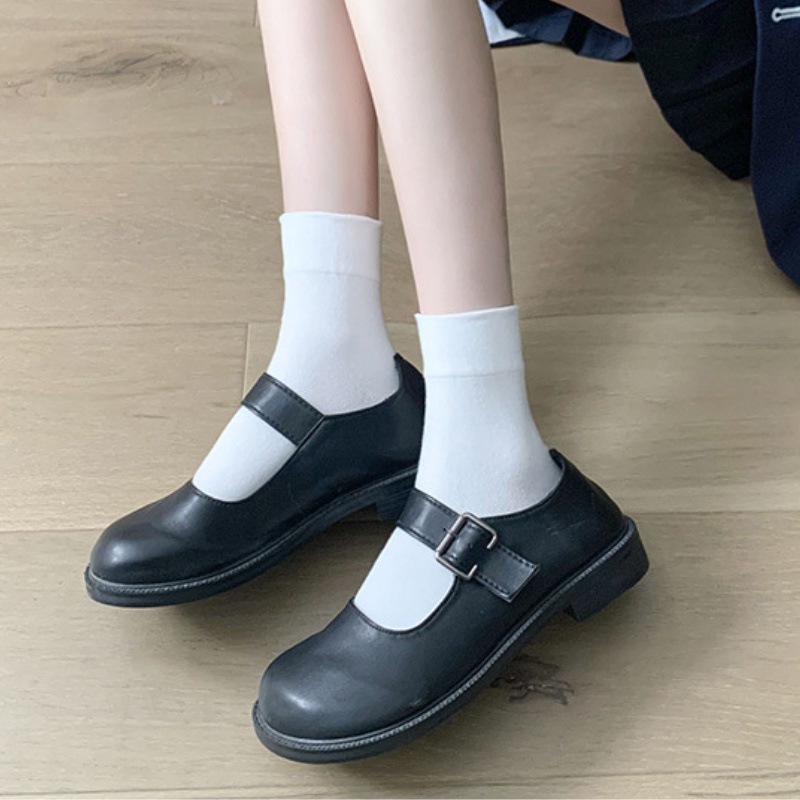 Đôi vớ FHYL cổ cao màu đen/ trắng/ kem thời trang mùa hè đơn giản dành cho nữ