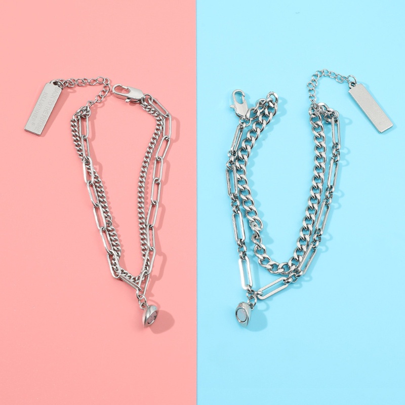 Flgo Vòng Tay Bạc Bằng Thép Không Gỉ Thời Trang Cho Cặp Đôi