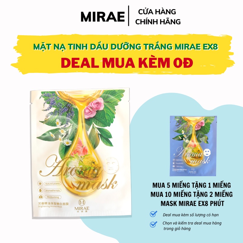 Mặt nạ tinh dầu dưỡng trắng Mirae EX8 phút dưỡng trắng cấp tốc cung cấp độ ẩm giúp da sáng bóng 20g/miếng