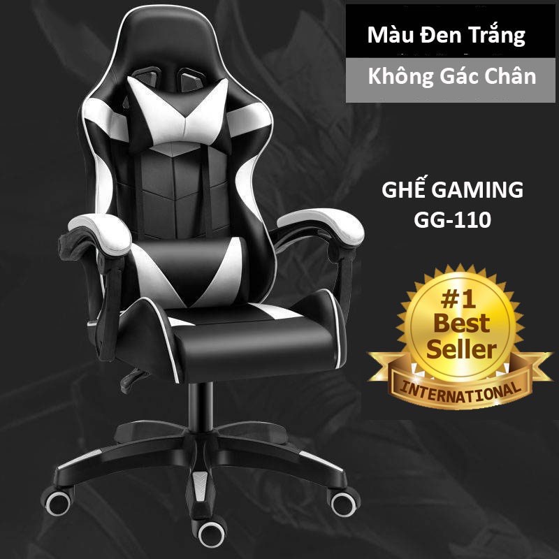 Ghế Gaming Cao Cấp - Ghế Xoay Chất Liệu Da PU,Chân Nhựa - Có Massage, Gác Chân - Tặng Gối Tựa Cổ - Đủ Màu - MẪU HOT2022