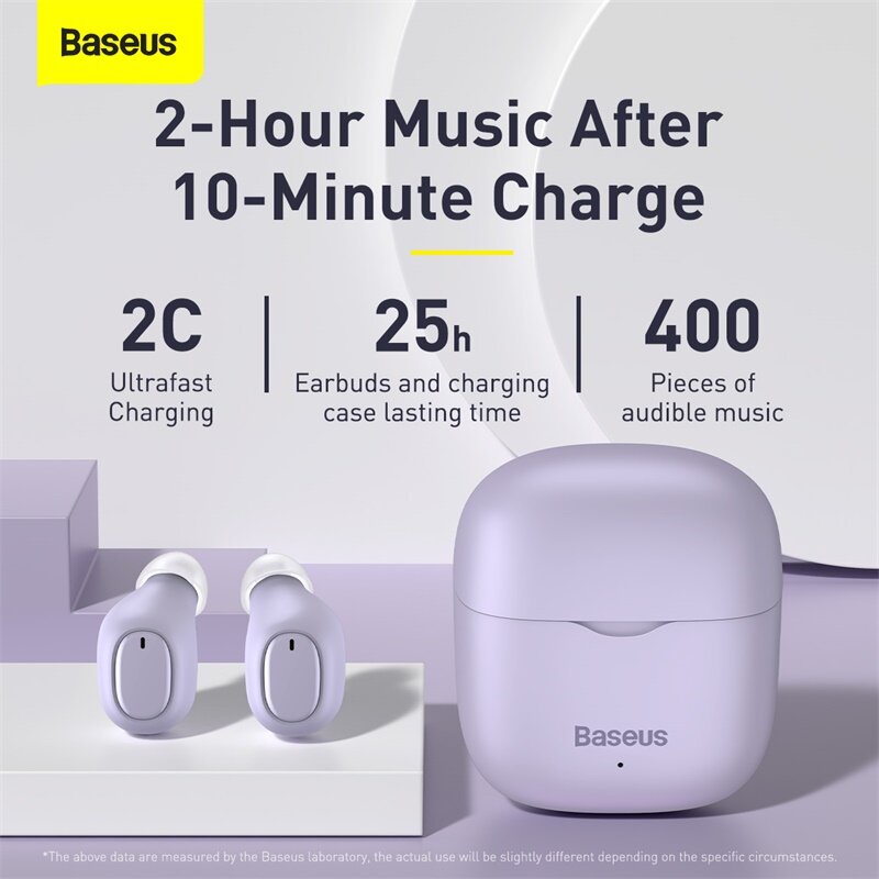 Tai nghe không dây Baseus W12/ Bluetooth 5.1/ âm thanh nổi cho iPhone 13 Pro Max/ chơi game cảm ứng của Samsung Xiaomi