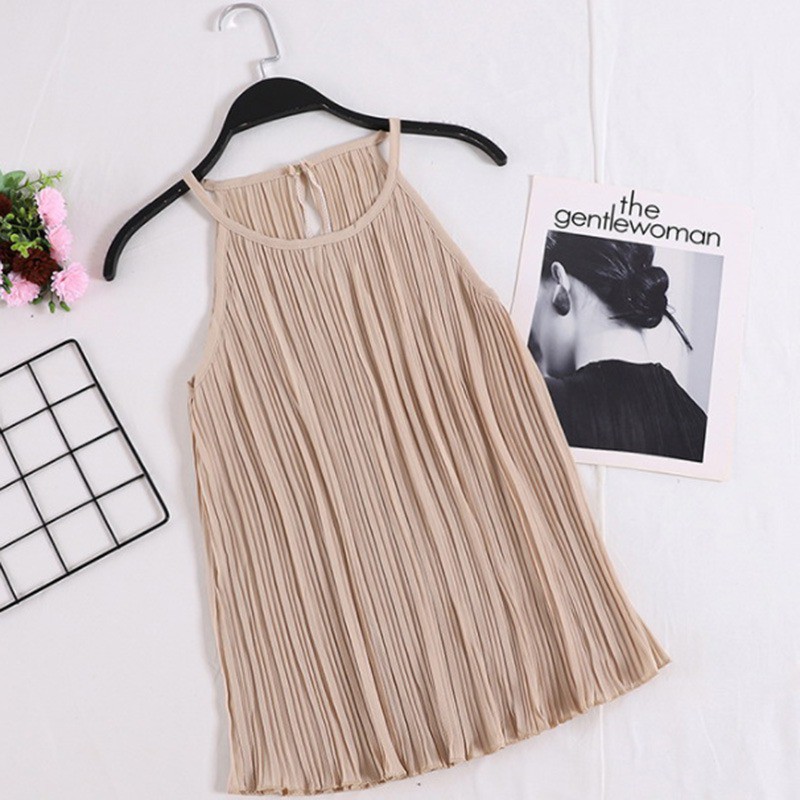 Áo chiffon sát nách màu trơn thiết kế thanh lịch