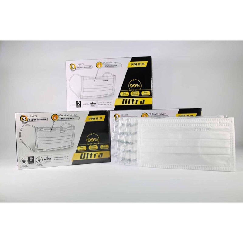 3 hộp Khẩu trang Ultra màu trắng  đóng gói riêng từng cái