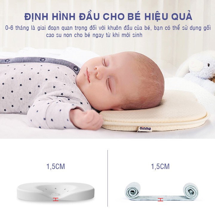 Gối cao su non có lỗ thoáng mềm mại chống bẹp, móp méo đầu, trào ngược, cong vẹo cột sống cho bé, trẻ em sơ sinh