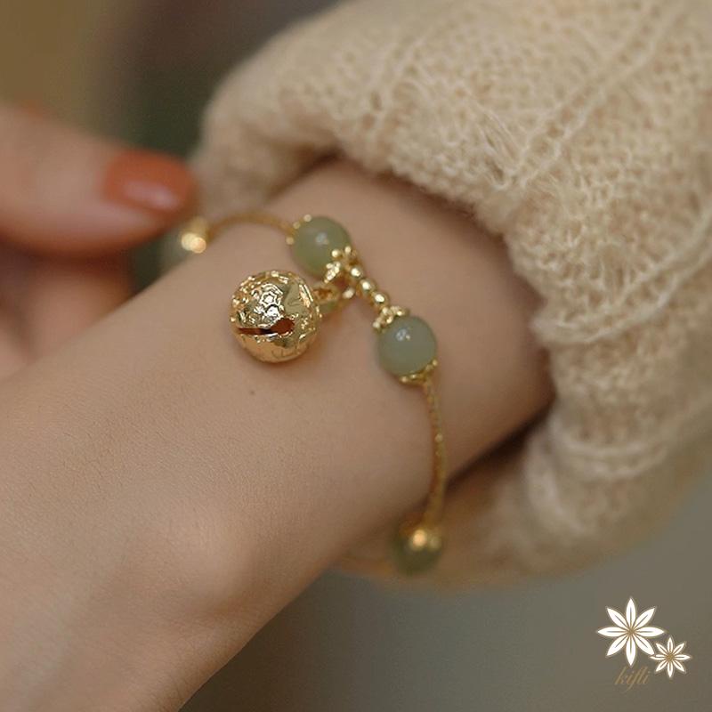 【kifli】Vòng Tay Chuỗi Hạt Mạ Vàng Đính Chuông Hợp Kim Thời Trang Cho Nữ