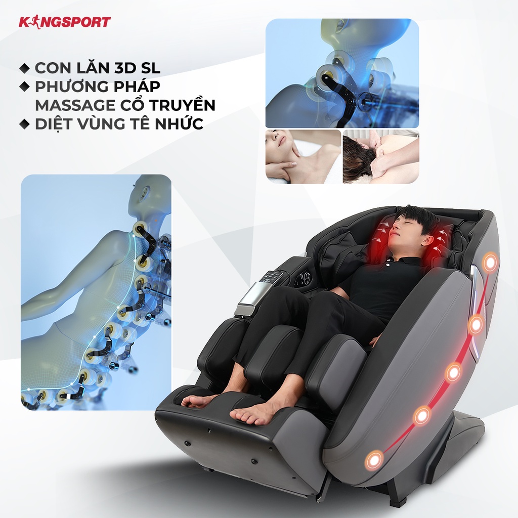 Ghế massage KINGSPORT G32 New, mẫu hot 2021, tự động mát xa đa năng, massage 3D chân thực