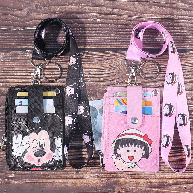 Bao đựng thẻ xe buýt hình Doraemon/ Kaws đáng yêu có dây đeo