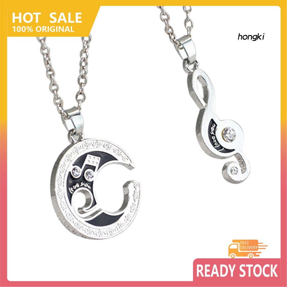 (Hàng Mới Về) Set 2 vòng cổ Mặt Hình Nốt Nhạc Và Mặt Trăng Thời Trang Cho Cặp Đôi