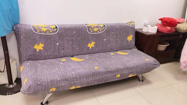 Bọc ghế sofa bed sofa giường hoạ tiết tam giác nền xám phá cách