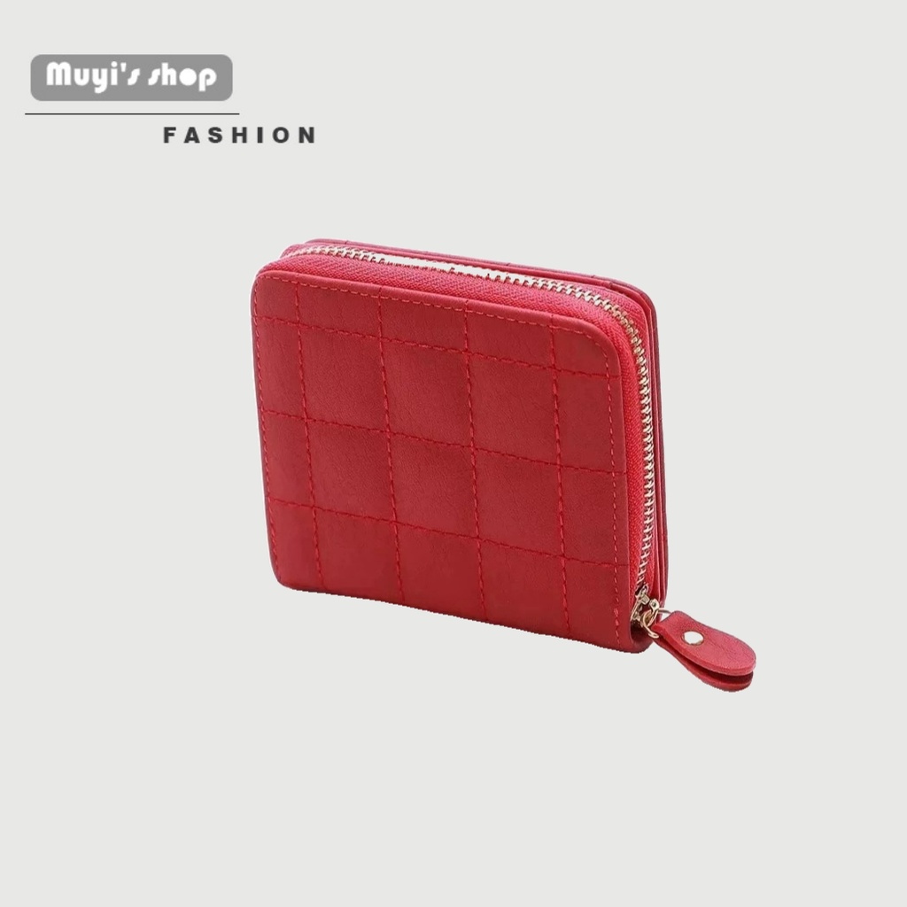 Ví Ngắn Đựng Thẻ Nhiều Ngăn Họa Tiết Kẻ Sọc Đơn Giản Phong Cách retro