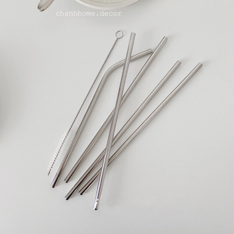 Ống hút inox thép không gỉ tái sử dụng thân thiện môi trường nhiều kích thước Chanhhome.decor
