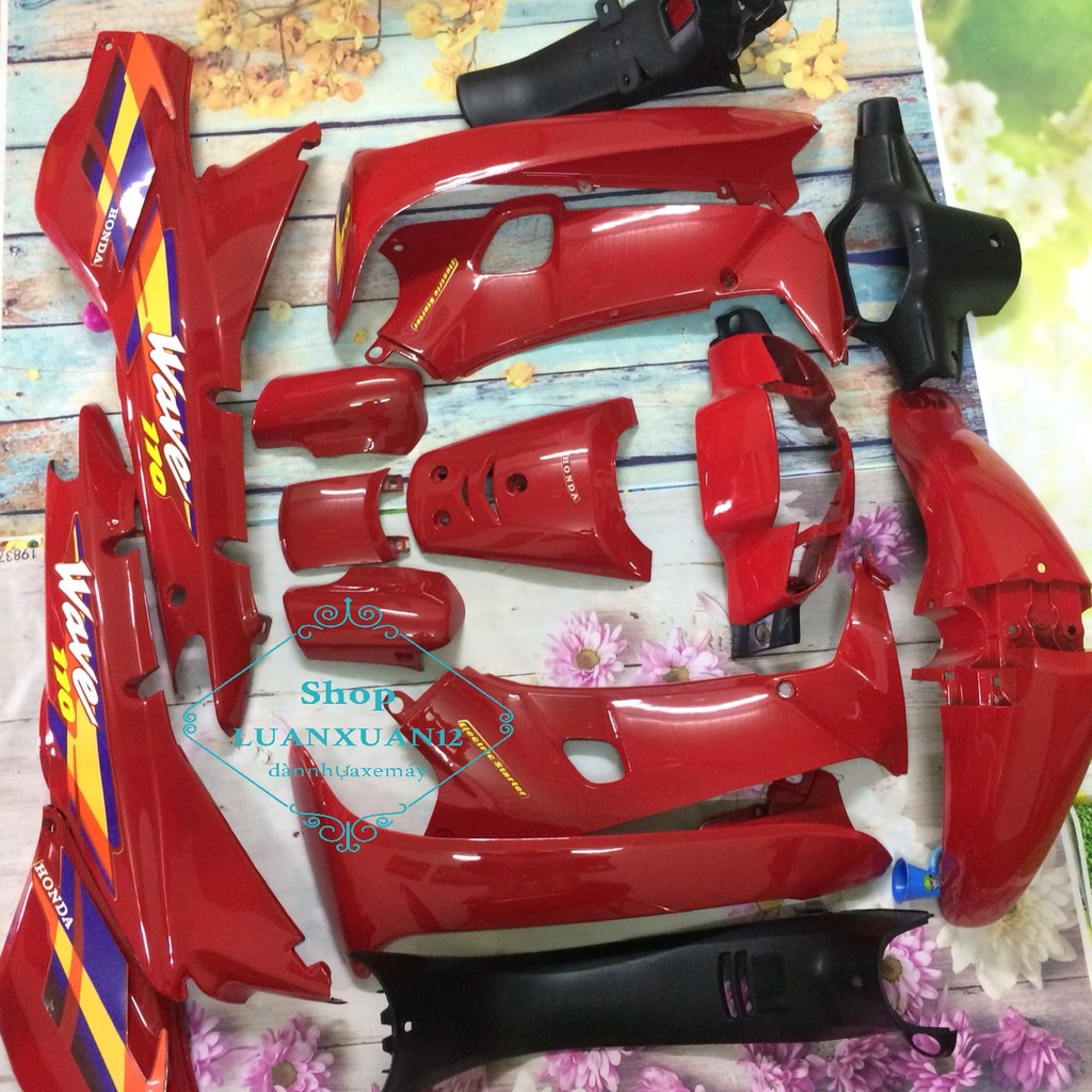 Dàn áo xe Wave thái Màu ĐỎ CỜ  -Wave zx   Wave 1 bóng   ,Wave 110 ,nhựa ABS cao cấp