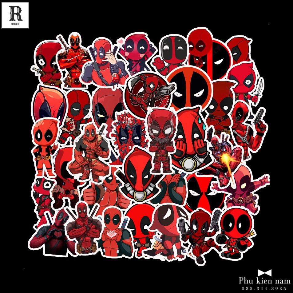 Sticker PVC Hoạt Hình 35 Hình dán Deadpool ST086