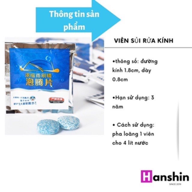 Combo 300 viên sủi rửa kính xe ô tô,lau rửa kính ô tô chuyên dụng