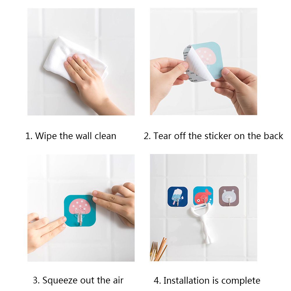 1 Móc Treo Đồ Gắn Tường Không Cần Khoan Chống Thấm Nước Đa Năng Tiện Dụng Hoạt Hình