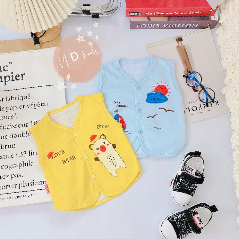 Áo Gile Sơ Sinh Vải Cotton 2 Lớp Cho Bé 3-10kg, GLM