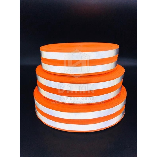 Dây phản quang vải 2 sọc xám khổ 5cm x 100m