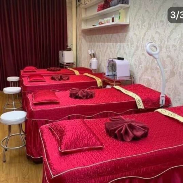 Ga phi lụa trần bông giường spa, nối mi, phun xăm ( hàng đặt may)