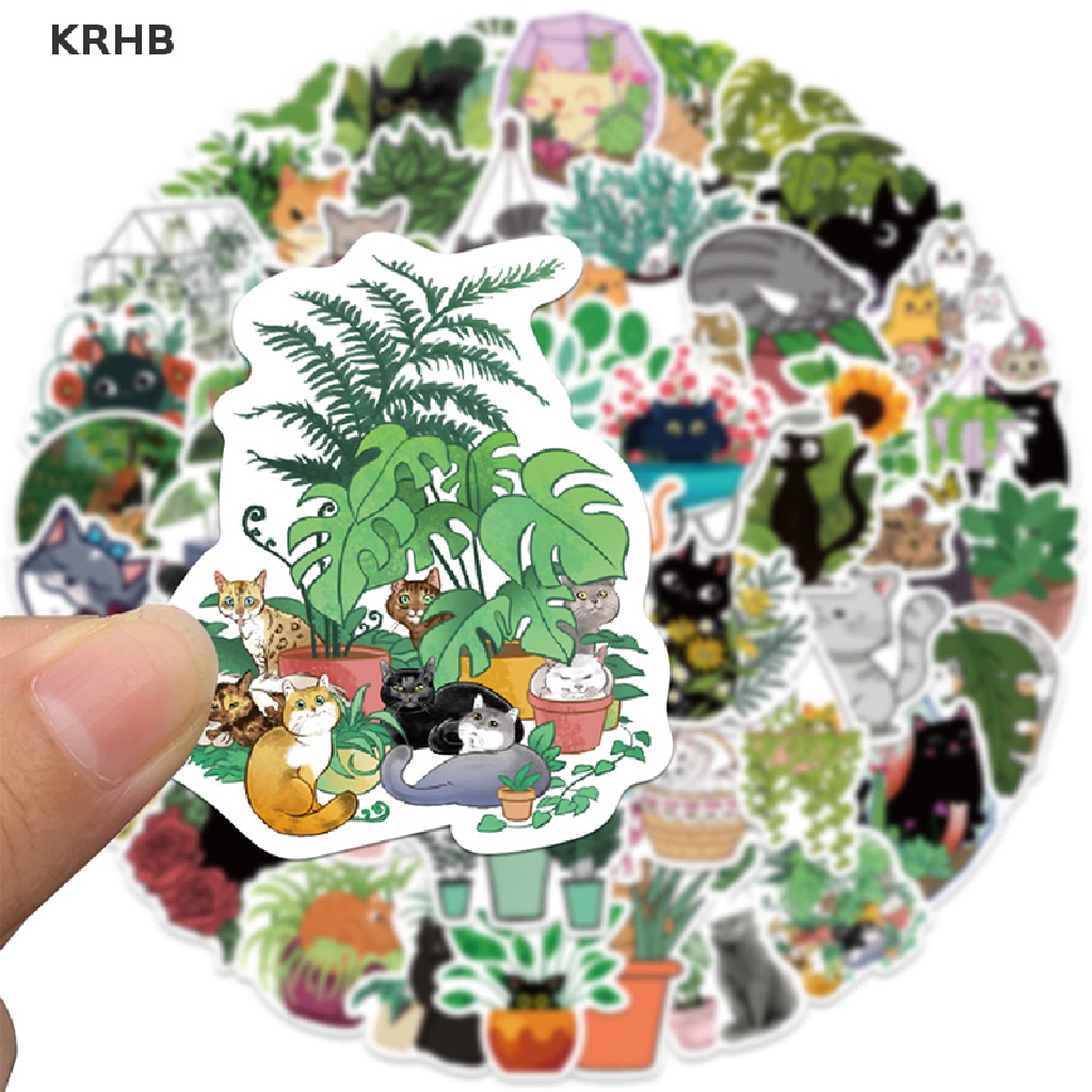 Set 50 Nhãn Dán Graffiti Hình Mèo Hoạt Hình Trang Trí Xe Máy / Va Li / Laptop Mới