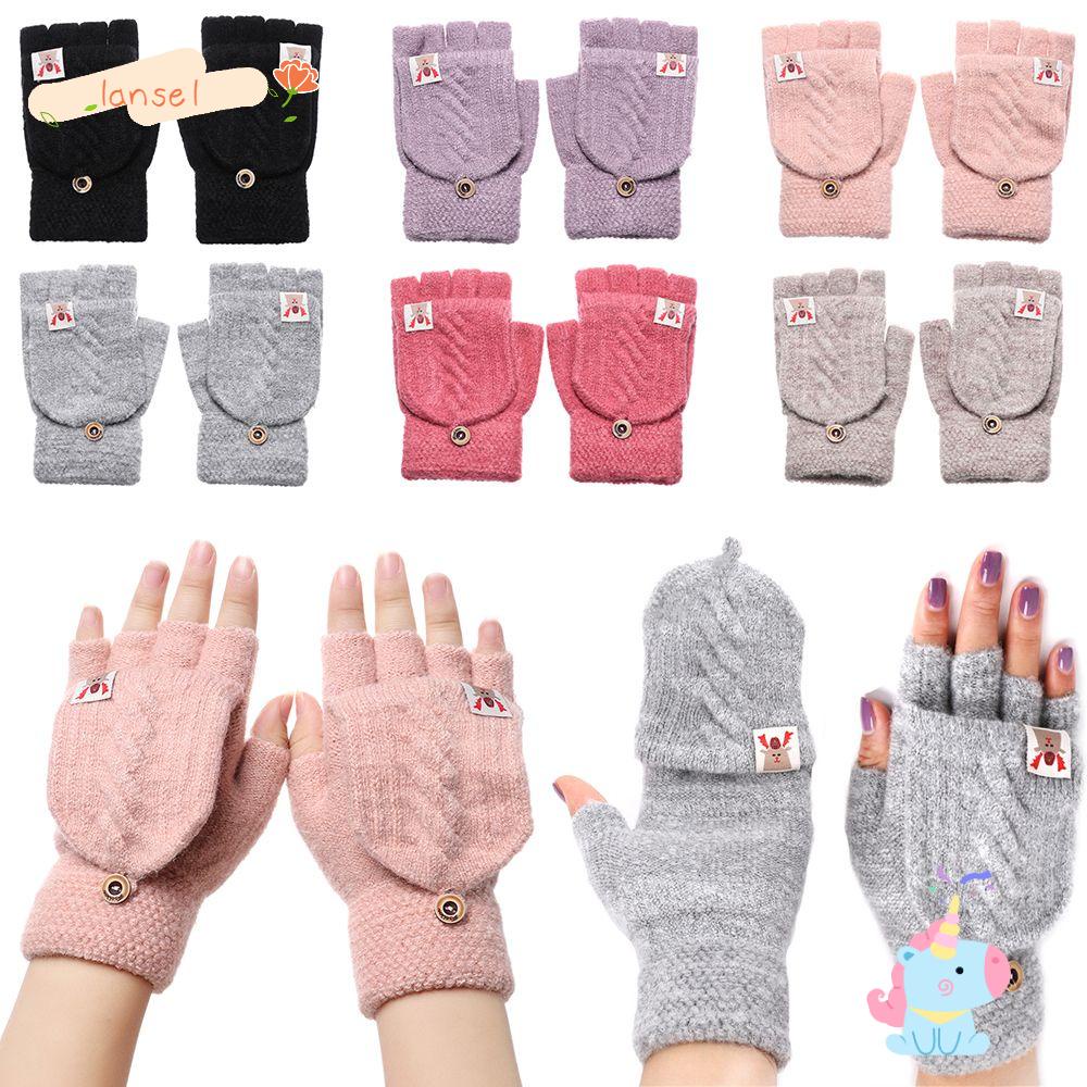 Găng Tay Dệt Kim Dày Dặn Mềm Mại Giữ Ấm Ngón Tay Thời Trang